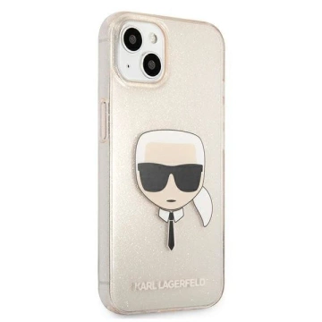 Etui na telefon Karl Lagerfeld do iPhone 13 6,1" złoty/gold hardcase Glitter Karl`s Head